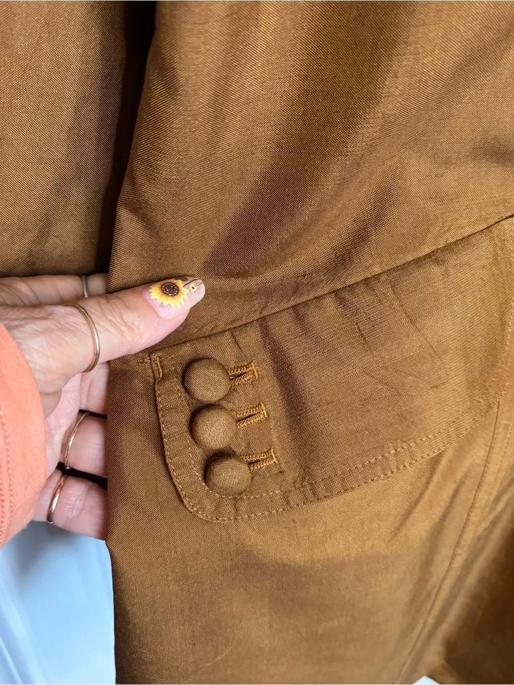 J. Jill Silk Button Front Jacket Bronze XL Pockets Mid-Length Vintage Lagenlook - Picture 2 of 10
